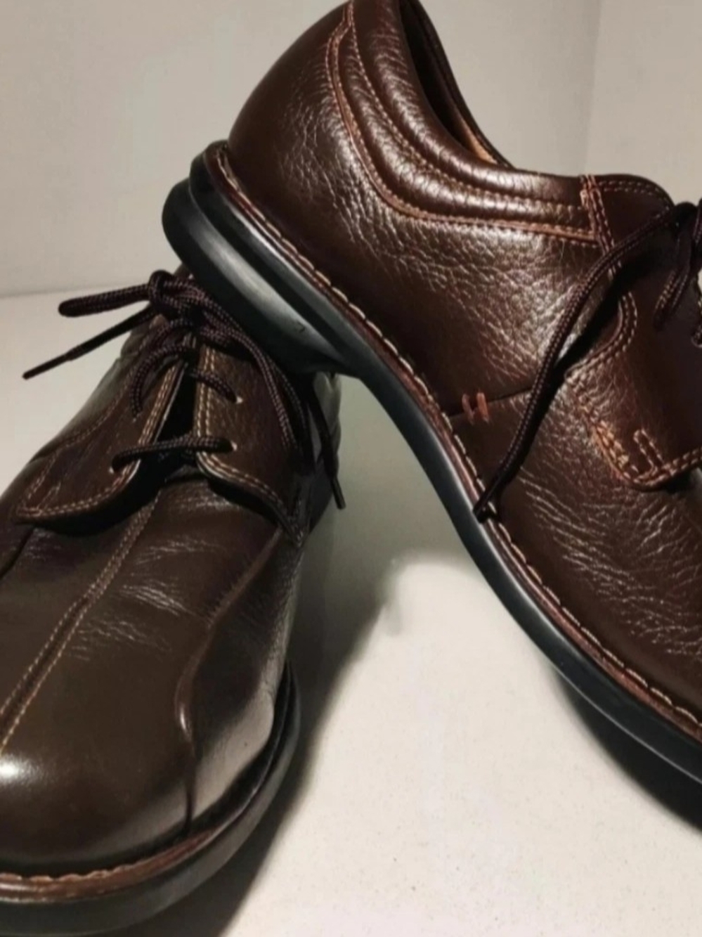 Nunn Bush Mens 9M Brown Leather & Sheepskin Lining Lace Up Loafers NEW - Picture 2 of 13